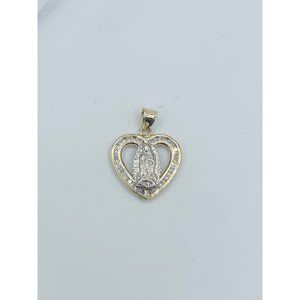 10k gold pendant our lady of Guadalupe Virgin Mary  ❤️ Heart - Virgen Maria